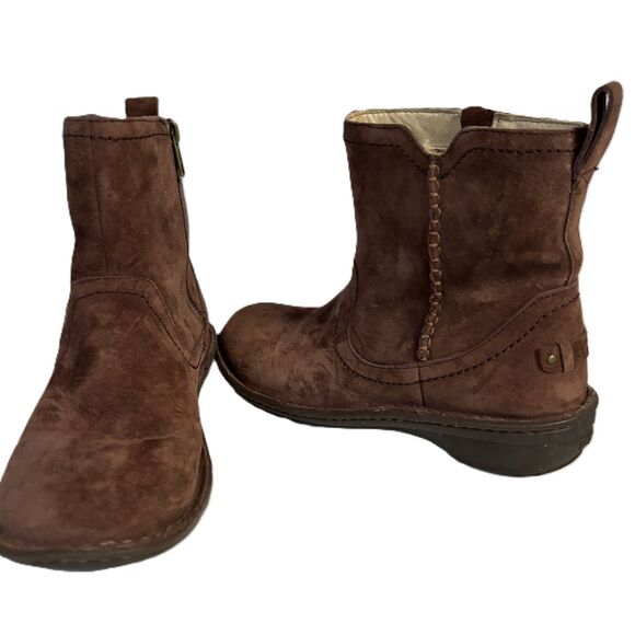 Ugg Australia Women Neevah Women Round Toe Leather Ankle Boot Dark Brown Size 8 - Picture 1 of 10